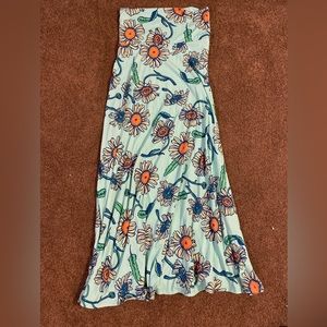 Strapless Blue Floral Dress